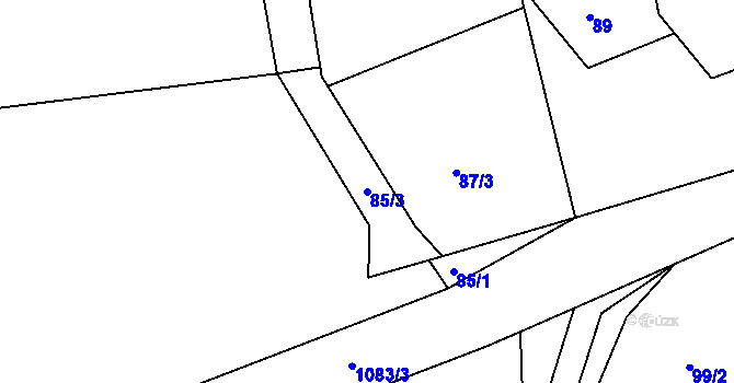 Parcela st. 85/3 v KÚ Vlkonice u Neveklova, Katastrální mapa