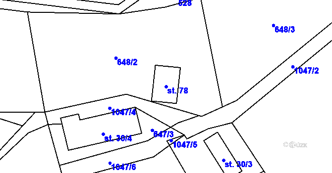Parcela st. 78 v KÚ Vlkonice u Neveklova, Katastrální mapa