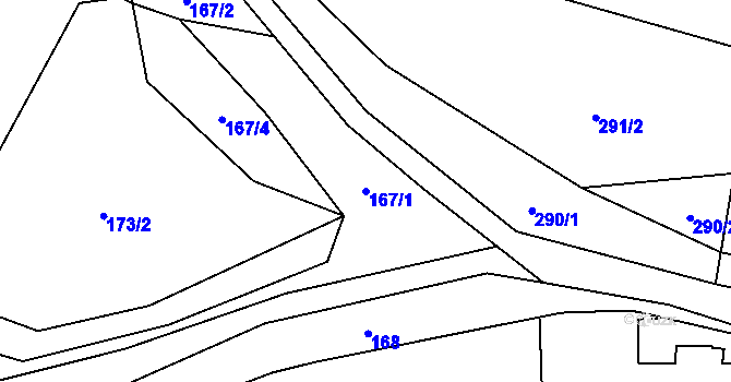 Parcela st. 167/1 v KÚ Vlkonice u Neveklova, Katastrální mapa