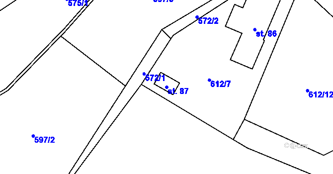 Parcela st. 87 v KÚ Vlkonice u Neveklova, Katastrální mapa
