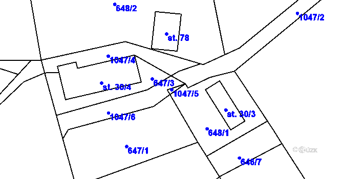 Parcela st. 1047/5 v KÚ Vlkonice u Neveklova, Katastrální mapa