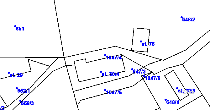 Parcela st. 1047/4 v KÚ Vlkonice u Neveklova, Katastrální mapa
