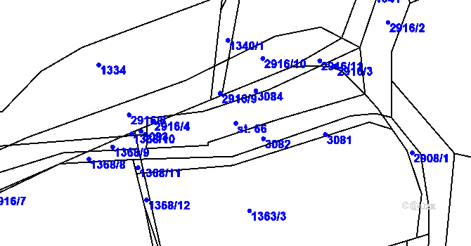 Parcela st. 66 v KÚ Zádolí u Neveklova, Katastrální mapa