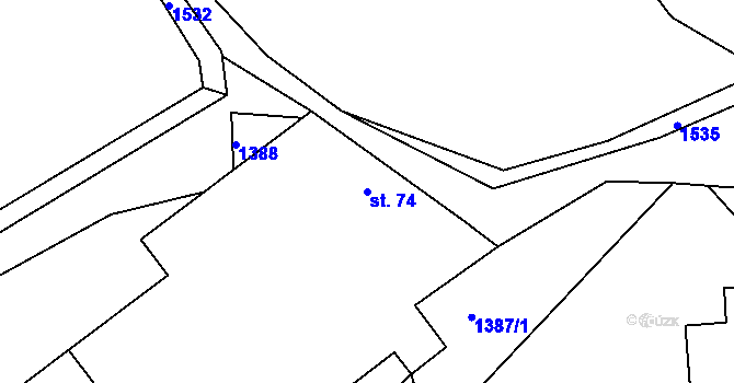 Parcela st. 74 v KÚ Zádolí u Neveklova, Katastrální mapa
