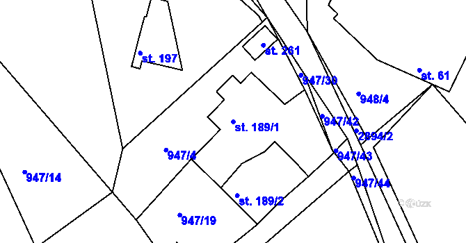 Parcela st. 189/1 v KÚ Zádolí u Neveklova, Katastrální mapa