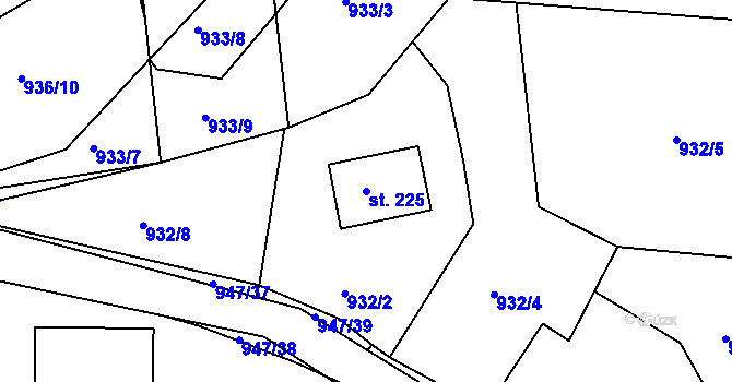Parcela st. 225 v KÚ Zádolí u Neveklova, Katastrální mapa