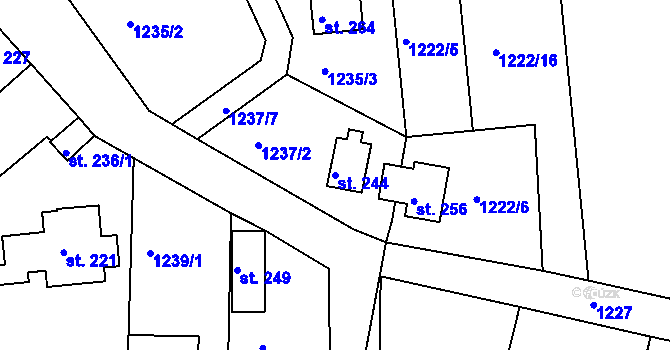 Parcela st. 244 v KÚ Zádolí u Neveklova, Katastrální mapa