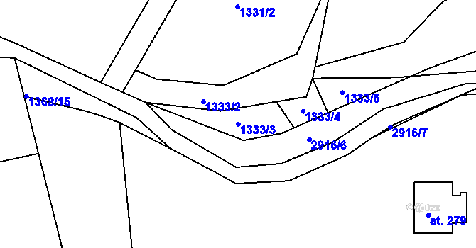 Parcela st. 1333/3 v KÚ Zádolí u Neveklova, Katastrální mapa