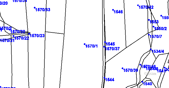 Parcela st. 1570/1 v KÚ Zádolí u Neveklova, Katastrální mapa