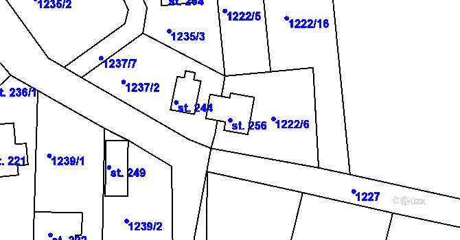 Parcela st. 256 v KÚ Zádolí u Neveklova, Katastrální mapa