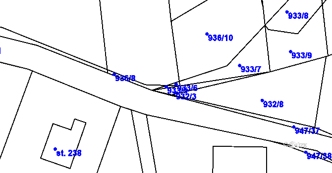 Parcela st. 933/5 v KÚ Zádolí u Neveklova, Katastrální mapa