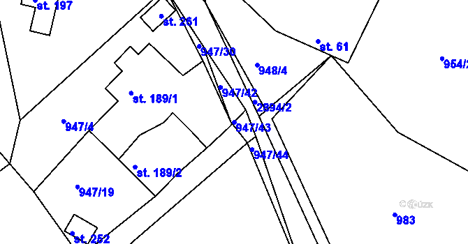 Parcela st. 947/43 v KÚ Zádolí u Neveklova, Katastrální mapa