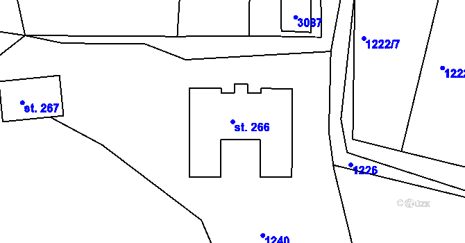 Parcela st. 266 v KÚ Zádolí u Neveklova, Katastrální mapa