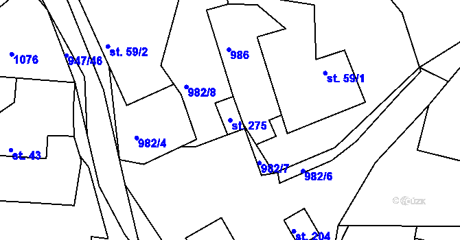 Parcela st. 275 v KÚ Zádolí u Neveklova, Katastrální mapa