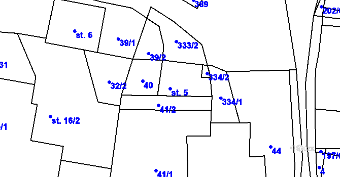 Parcela st. 5 v KÚ Zádolí u Vysokého Mýta, Katastrální mapa