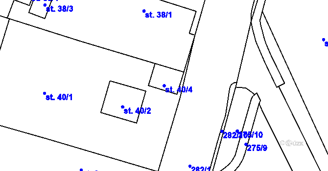Parcela st. 40/4 v KÚ Zadražany, Katastrální mapa