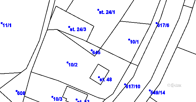Parcela st. 24/2 v KÚ Milhostov u Mariánských Lázní, Katastrální mapa