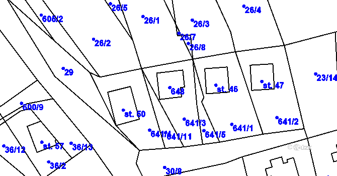 Parcela st. 45 v KÚ Milhostov u Mariánských Lázní, Katastrální mapa