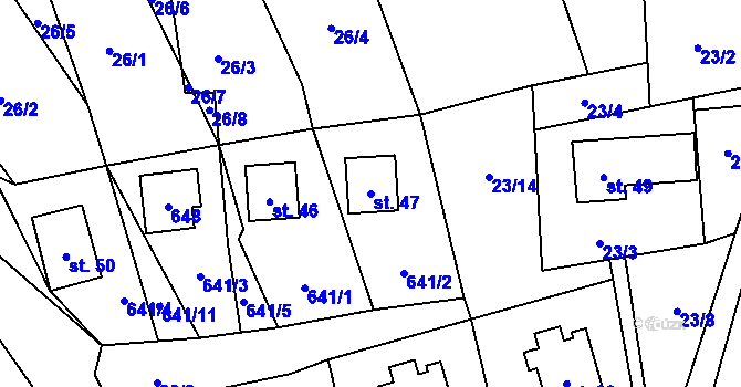 Parcela st. 47 v KÚ Milhostov u Mariánských Lázní, Katastrální mapa