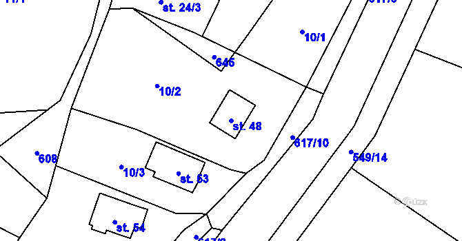 Parcela st. 48 v KÚ Milhostov u Mariánských Lázní, Katastrální mapa