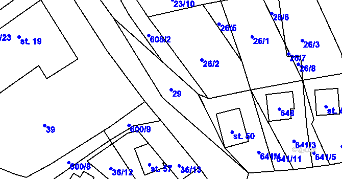Parcela st. 29 v KÚ Milhostov u Mariánských Lázní, Katastrální mapa