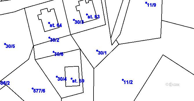 Parcela st. 30/1 v KÚ Milhostov u Mariánských Lázní, Katastrální mapa