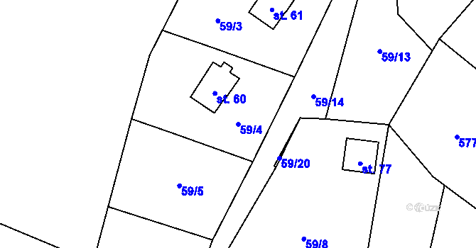 Parcela st. 59/4 v KÚ Milhostov u Mariánských Lázní, Katastrální mapa