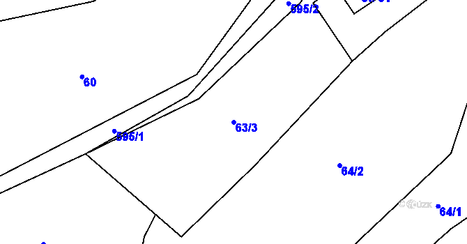 Parcela st. 63/3 v KÚ Milhostov u Mariánských Lázní, Katastrální mapa