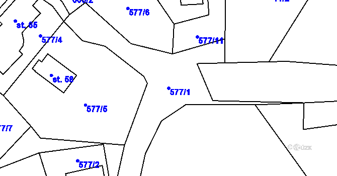 Parcela st. 577/1 v KÚ Milhostov u Mariánských Lázní, Katastrální mapa