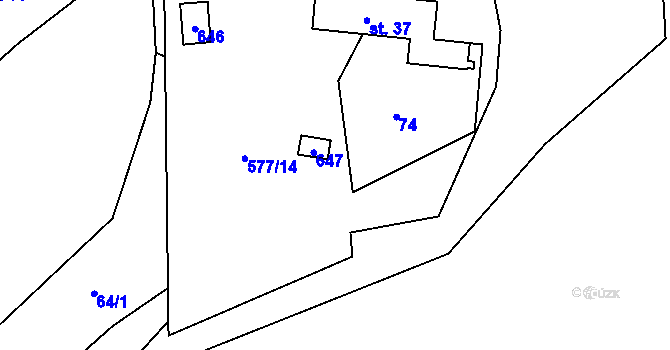 Parcela st. 69 v KÚ Milhostov u Mariánských Lázní, Katastrální mapa