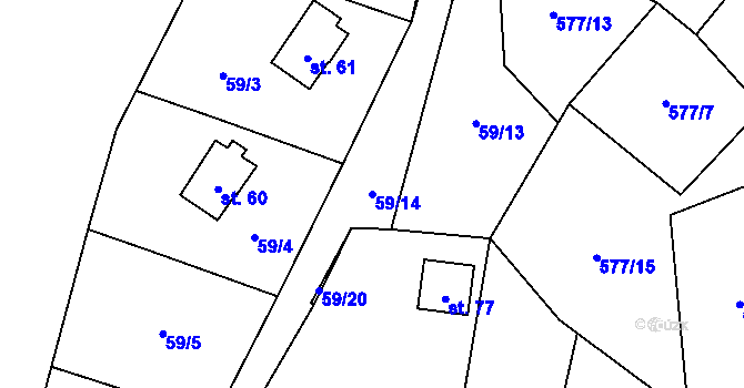 Parcela st. 59/14 v KÚ Milhostov u Mariánských Lázní, Katastrální mapa