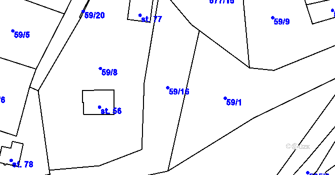Parcela st. 59/16 v KÚ Milhostov u Mariánských Lázní, Katastrální mapa