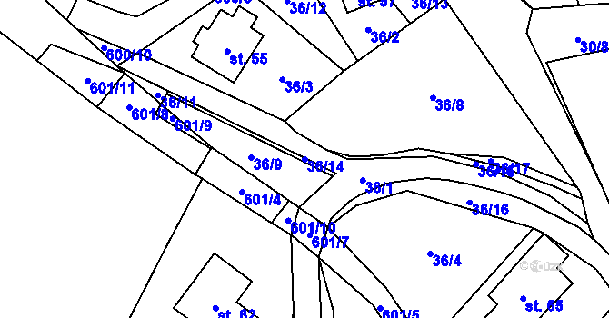 Parcela st. 36/14 v KÚ Milhostov u Mariánských Lázní, Katastrální mapa