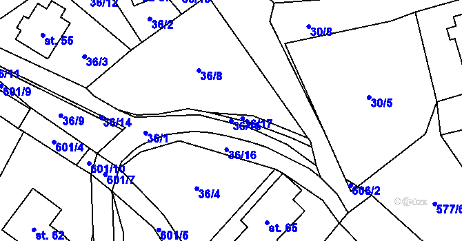 Parcela st. 36/15 v KÚ Milhostov u Mariánských Lázní, Katastrální mapa