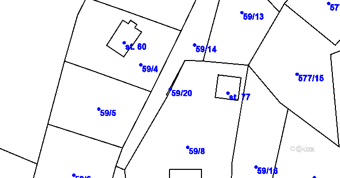 Parcela st. 59/20 v KÚ Milhostov u Mariánských Lázní, Katastrální mapa