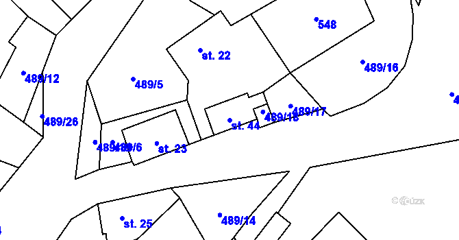 Parcela st. 44 v KÚ Zádub, Katastrální mapa