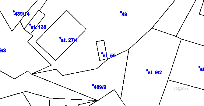 Parcela st. 56 v KÚ Zádub, Katastrální mapa