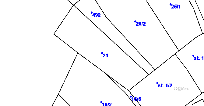 Parcela st. 21 v KÚ Zádub, Katastrální mapa