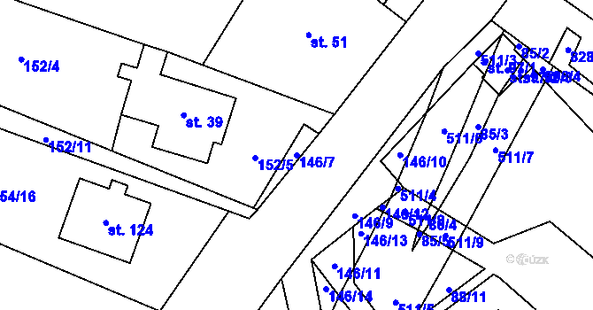 Parcela st. 146/7 v KÚ Zádub, Katastrální mapa