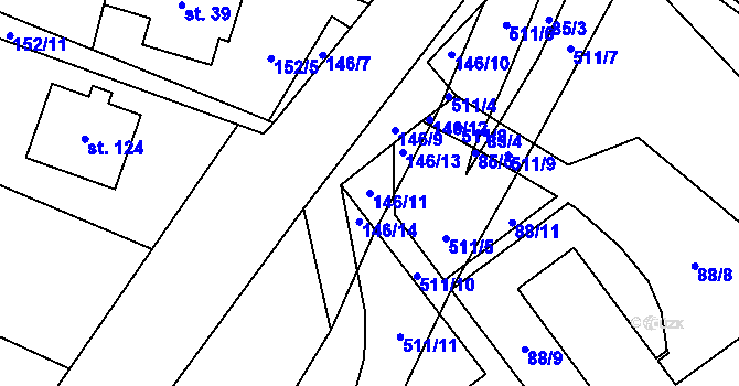 Parcela st. 146/11 v KÚ Zádub, Katastrální mapa