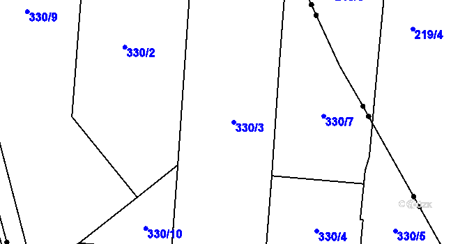 Parcela st. 330/3 v KÚ Zádub, Katastrální mapa