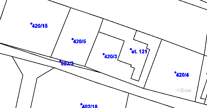Parcela st. 420/3 v KÚ Zádub, Katastrální mapa