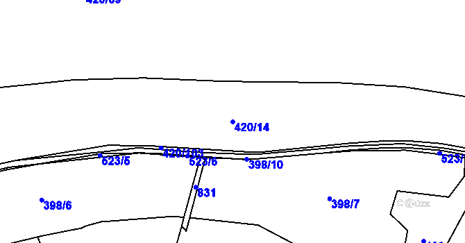 Parcela st. 420/14 v KÚ Zádub, Katastrální mapa