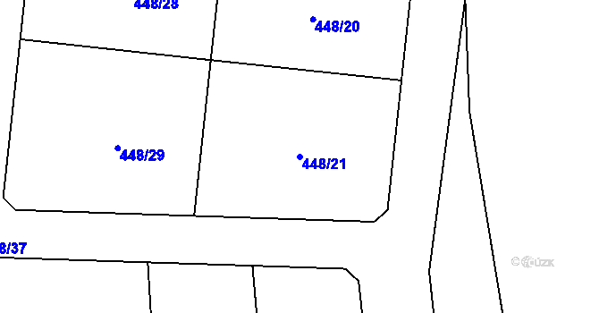 Parcela st. 448/21 v KÚ Zádub, Katastrální mapa