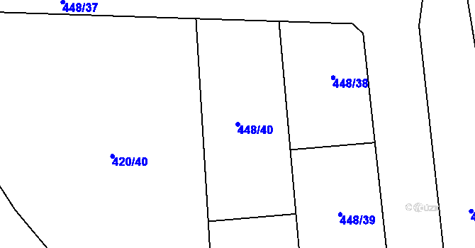 Parcela st. 448/40 v KÚ Zádub, Katastrální mapa