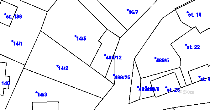 Parcela st. 489/12 v KÚ Zádub, Katastrální mapa