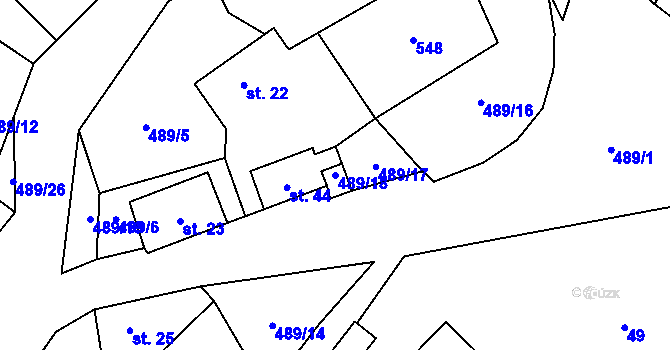 Parcela st. 489/18 v KÚ Zádub, Katastrální mapa