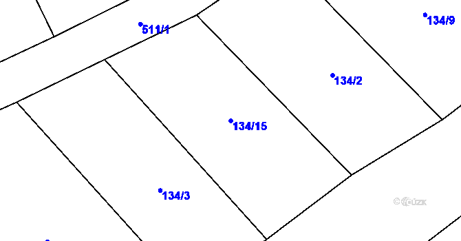 Parcela st. 134/15 v KÚ Zádub, Katastrální mapa