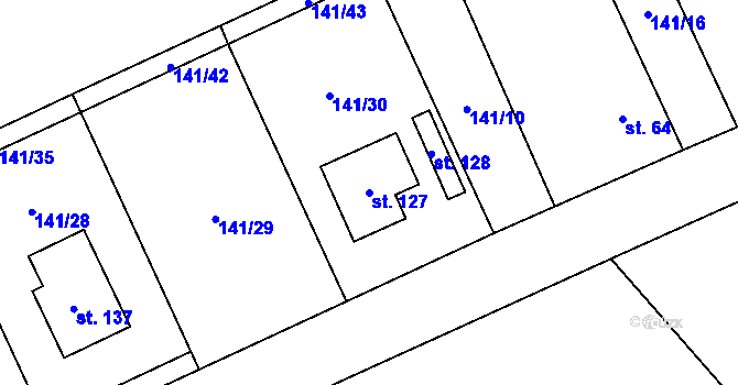 Parcela st. 127 v KÚ Zádub, Katastrální mapa