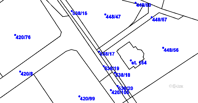 Parcela st. 538/17 v KÚ Zádub, Katastrální mapa
